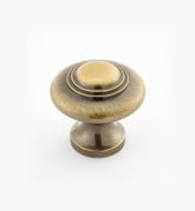 02W3033 - 1 5/16" x 1 1/4" Cast Brass Ring Knob, Antique Brass