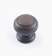 02W3266 - Bouton annelé de 1 1/4 po x 1 1/4 po, série Vieux Bronze, laiton tourné