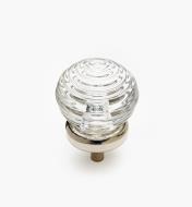 01A3840 - Glass Ringed Ball Knob, Nickel Plate base