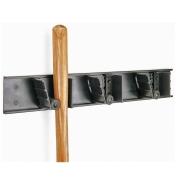 Set of 3 Adjustable Gripit with Rack mounted on a wall, holding a tool handle