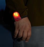 TagLit LED Marker attached to a jacket sleeve