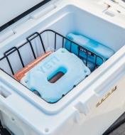 Yeti Ice Packs inside an open Yeti cooler