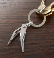 Fold-Out Tweezers attached to a keychain