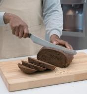 Slicing bread with the Long-Blade Bread Knife