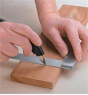 Marking a board with a shop knife using a pencil grip