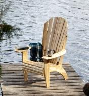 Front view of completed Kitchisippi Chair sitting on a dock