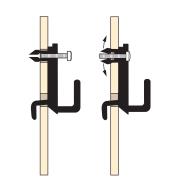 Illustration shows how the hook's anchor spreads behind the pegboard as the screw goes in