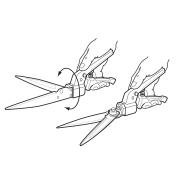 Illustrations of shears in vertical and horizontal cutting angles