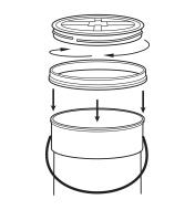 Illustration shows how the Gamma Seal lid attaches to a pail