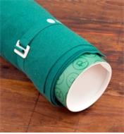 Close-up of one end of the Puzzle Roll when rolled up with strap in place