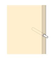 Illustration shows how to install Blumotion cylinder in a hole drilled in a cabinet