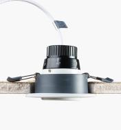 Cutaway view of Adjustable-Beam LED Spotlight installed in a ceiling