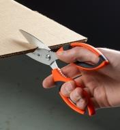 Cutting cardboard with the Multi-Purpose Safety Scissors