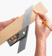 Marking a miter cut on a board using the 9" Miter Square