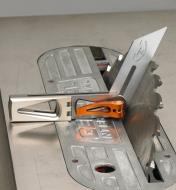 Sliding bevel blade being used to set a table saw blade at an angle
