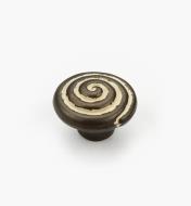 03W2826 - Bouton spirale Biscayne, antique, 1 1/4 po