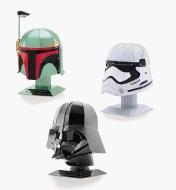 45K4168 - Collection des 3 modèles réduits en métal de Star Wars : Dark Vador, Boba Fett et stormtrooper du Premier Ordre