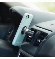 Cell phone attached to the vent-mount kit installed in a car vent