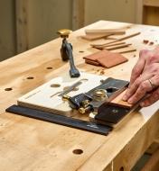 Using a hand jointer clamped flat to plane a small part with a medium shoulder plane