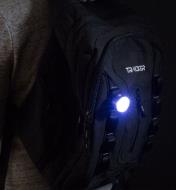 Clip-On LED Light attached to a backpack