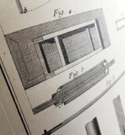A detail view of an illustration of furniture construction from Roubo On Furniture, deluxe edition