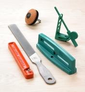 All the tool sharpeners and the mill file included in the set shown together