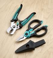 The cable shears and electrician scissors shown side by side for comparison