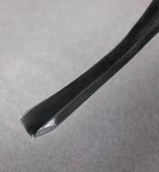 A close view of the tip of the 1/4"" 70° parting tool included in the palm carving set