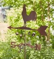 The topper, wind cups and directional of the rooster garden weathervane