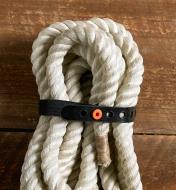 A hank of rope secured with a Wrap-N-Strap