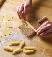 Making garganelli with the gnocchi and garganelli paddle