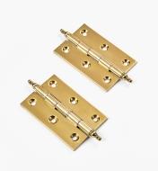 00D0902 - 3" × 2" Extruded Brass Ball-Tip Fast-Pin Final Hinges, pr.
