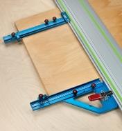 20" TGP tracks mounted on a track-saw guide rail with a GRS-16 guide rail square and a TGP adapter