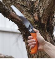 Using the Pruning Saw to cut a tree branch