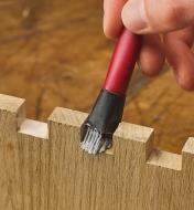 Gluing inside a dovetail joint using the narrow silicone brush