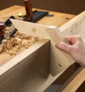 The Crucible bench square measures the angle on a wooden board