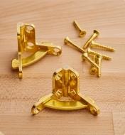 A pair of Brusso quadrant hinges and mounting screws
