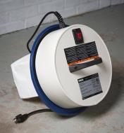 The upper motor and filter unit of a Rikon 12 gallon dust extractor removed from the dust canister