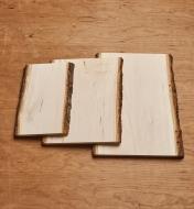 Comparing three sizes of live-edge rectangular basswood plaques 