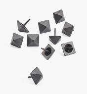 03W3615 - Clous décoratifs à tête pyramidale noirs, le paquet de 10