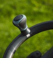 A steering knob attached to a steering wheel