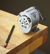 The X-Acto KS pencil sharpener mounted on a horizontal surface