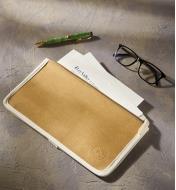 The tree leather document wallet containing paper documents