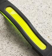 A close-up view of the COB headlamp’s 4 1/2"" wide LED strip