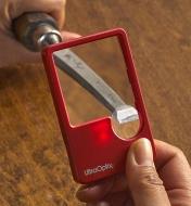 Using an LED pocket magnifier to inspect a chisel edge