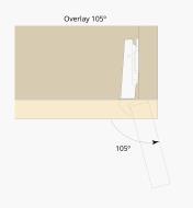 Diagram of a hinge with an opening angle of 105°