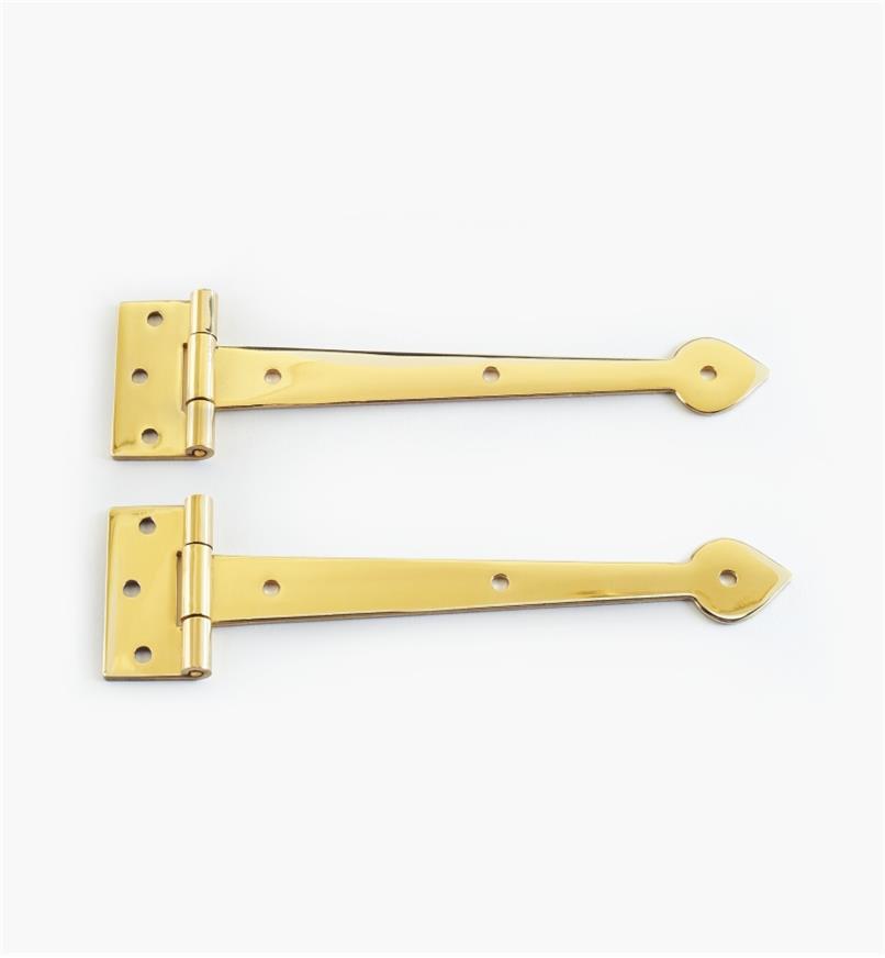 Pair for sale online Whitecap 4x1 Inch Polished Brass Strap Hinges 