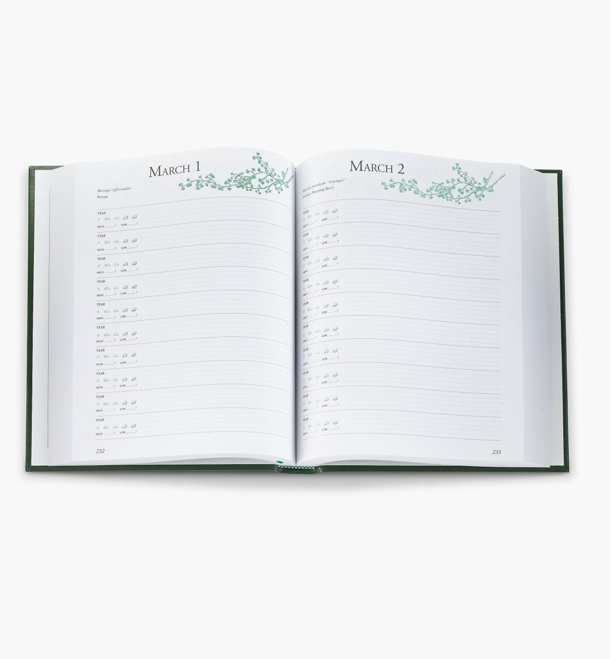 A Gardener's Journal opened to a diary spread