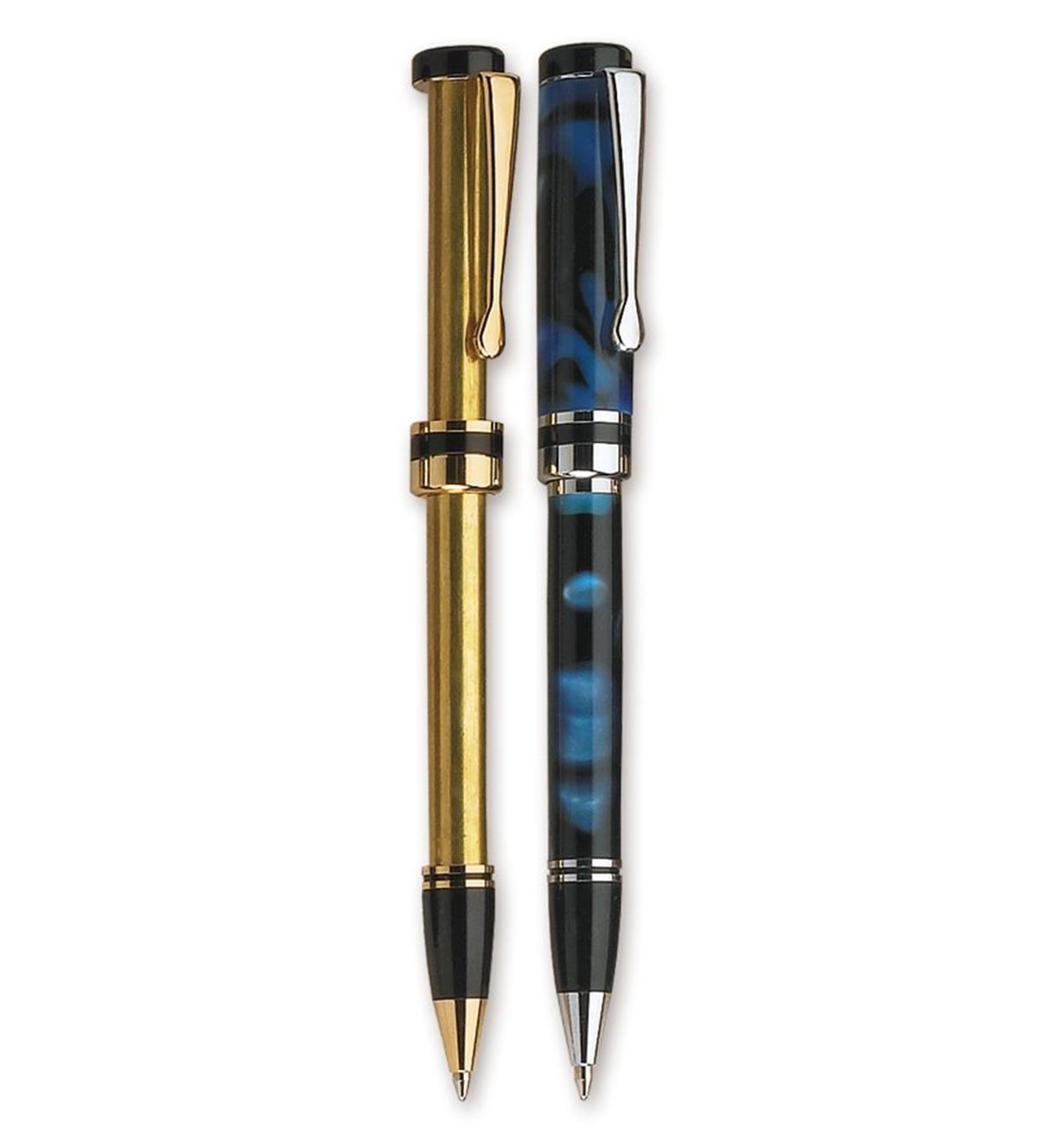 Composants pour stylo à rotation double et capuchon plat