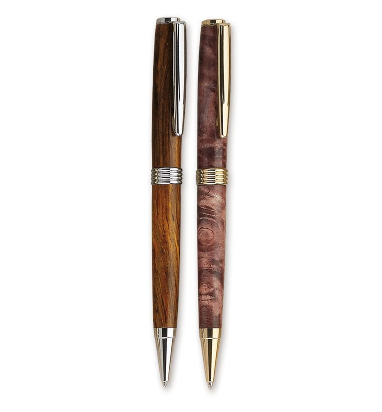 Two examples of completed Streamline Flat-Top pens